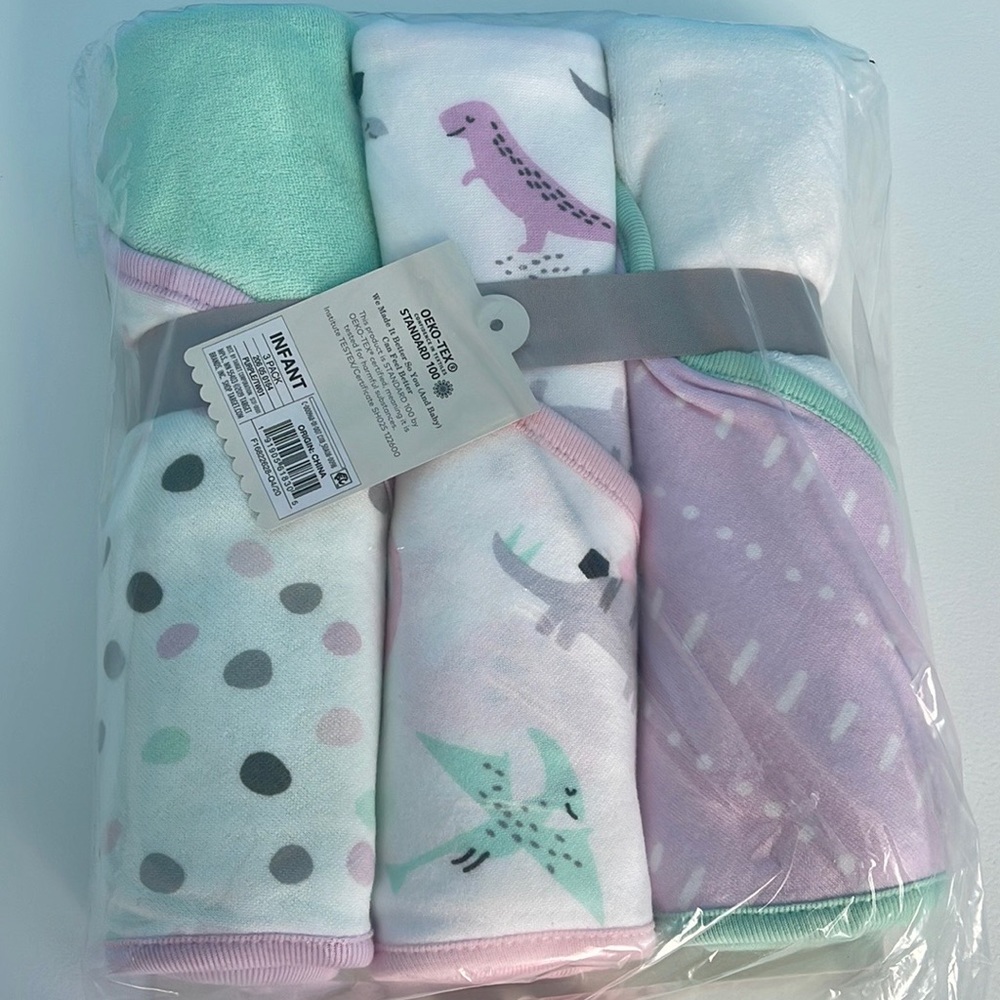 Baby's Cloud island essential 3 pack swaddles baby towels  lilac and green